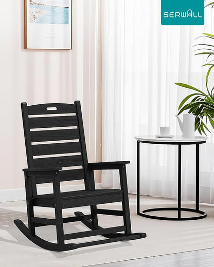 SERWALL Oversized Outdoor Rocking Chair, HDPE Patio Rocking Chair - Image 9