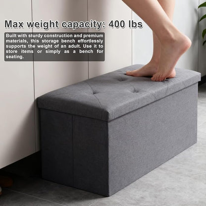 30 inch Storage Ottoman Bench, 30 inch Folding Storage Bench Ottoman, - Image 7