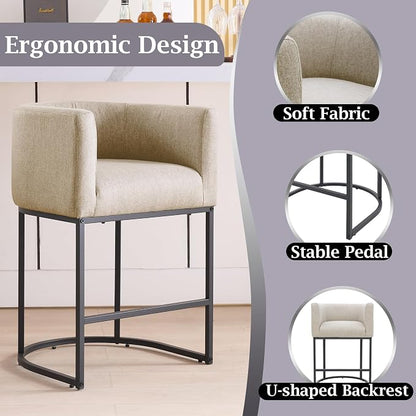 ClinQ 26" H Counter Height Bar Stools Set of 1, Modern Barrel Counter Stools - Image 3