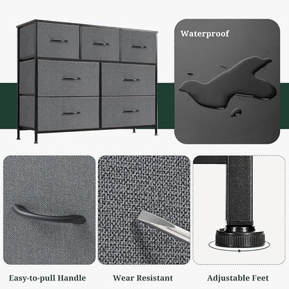 7-Drawer Dresser for Bedroom, Anti-Tip Wide Storage Organizer Fabric Chest of - Image 7