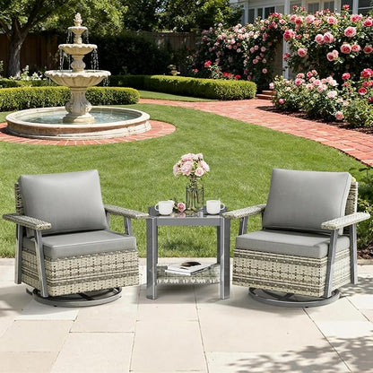 Pamapic 3 Pieces Patio Furniture Set, Outdoor Swivel Glider Rocking Chairs - Image 2