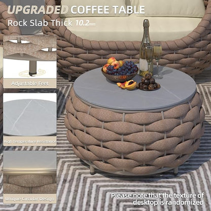 TWT 6-Piece Aluminum Patio Furniture Set, Olefin Rope Modern Outdoor - Image 3