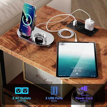 Furologee Nightstands Set of 2 Charging Station, End Tables - Image 4
