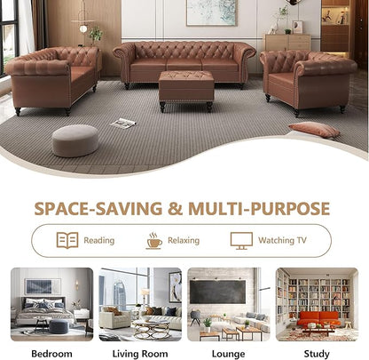 QHITTY 2 Piece Living Room Set, Sectional Chesterfield Sofa Chair Contemporary - Image 6