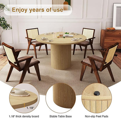 weselon Round Dining Table for 4, Modern Farmhouse Kitchen Table, 47 Inch Small - Image 6