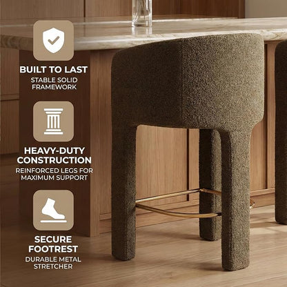 Modern Counter Height Bar Stools Set of 4, 26”H Barrel Counter Stools - Image 6