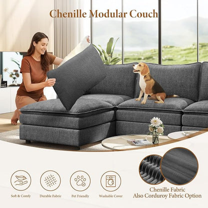 Vesgantti 142" Oversized Sectional Sofa Bed, 8-Seater Modular Sleeper Cloud - Image 6