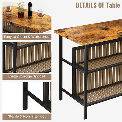 AWQM Kitchen Island with Seating & Storage Shelf, Wooden Island Table - Image 6