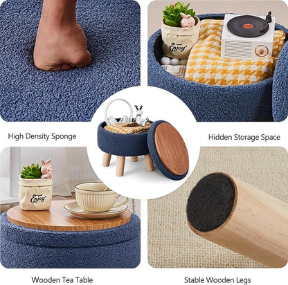 Wimarsbon Storage Ottoman, Modern Round Footrest - Image 4