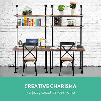 Computer Desk with Storage Shelves, Home Office Writing Desk, Bookshelf Laptop - Image 5