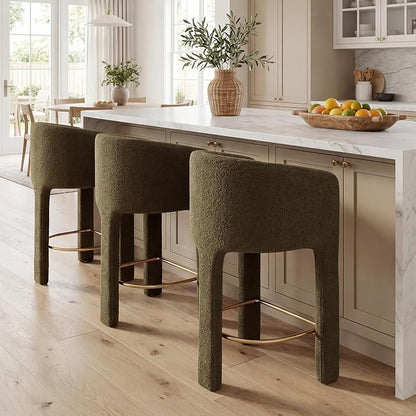 Modern Counter Height Bar Stools Set of 3, 26”H Barrel Counter Stools - Image 7