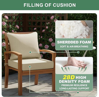 Summsun Patio Chair Cushions Set of 2, Faux Linen Outdoor Furniture Cushions - Image 6