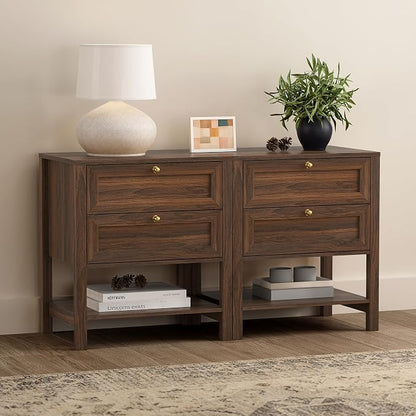 EYYTHUNG Brown Nightstand Set of 2, Wooden Farmhouse Floor Night Stand by EYYTHUNG