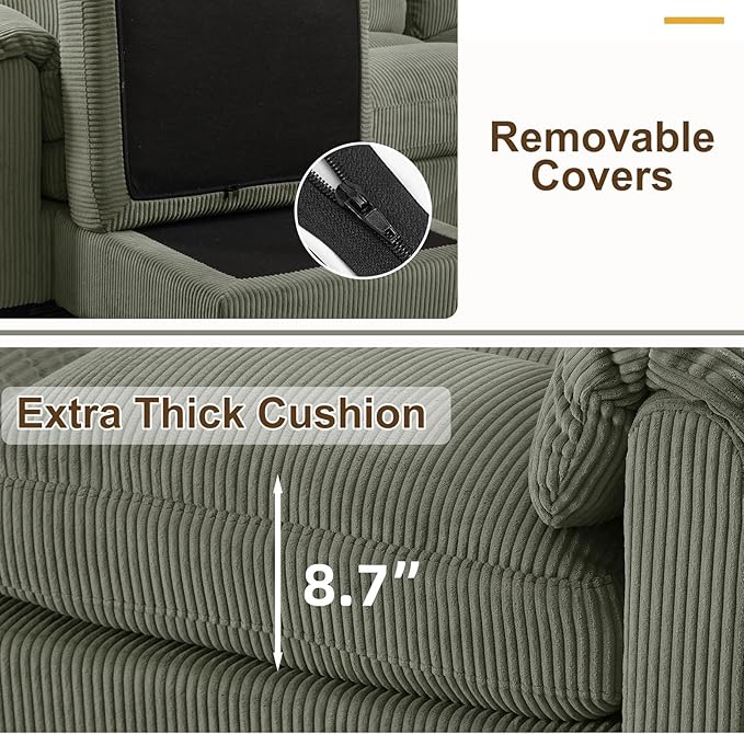 HAOMARKETS Corduroy Sofa Set, Upholstered 3-Seater Couch - Image 6