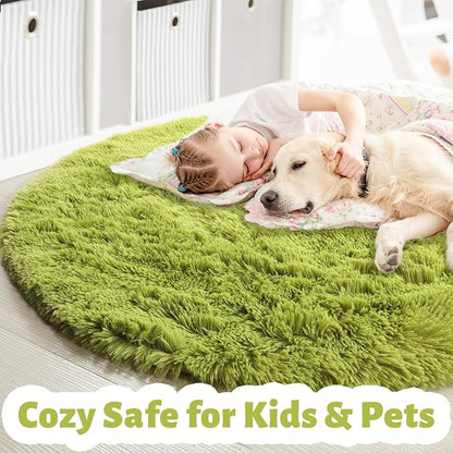 Amdrebio Grass Green Round Area Rug 7Ft - Image 2