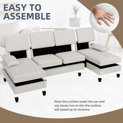 U-Shaped Sectional Couches for Living Room, 4 Seat Sofa - Image 6
