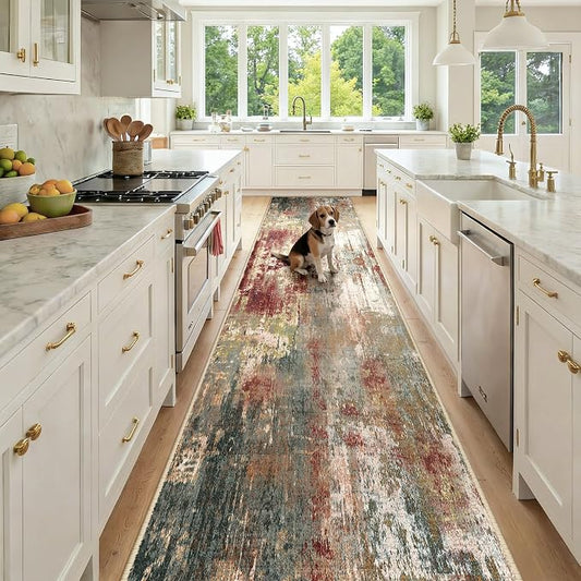 RELEANY Washable Area Rugs 3x12 Non-Slip Modern Abstract Soft by RELEANY