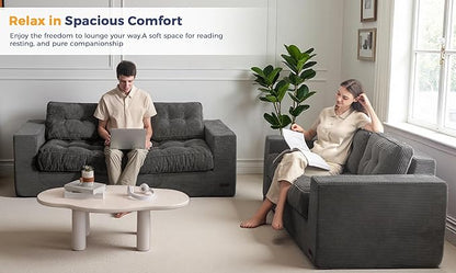 MAXYOYO Oversized Loveseat Sofa Couch, Upholstered Bean Bag Chair Cloud 3-Seat - Image 3
