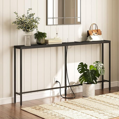 MAHANCRIS Console Table with Power Outlet, Industrial Entryway Table with USB - Image 5