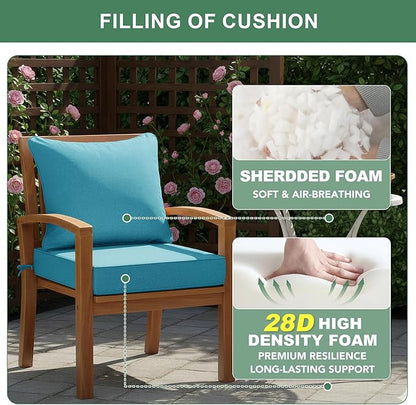 Summsun Faux Linen Outdoor Chair Cushions, Water Resistant Backrest and Seat - Image 6