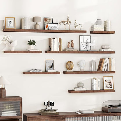 Fun Memories 16 Inch Floating Shelves Wall-Mounted, Engineered Wood Wall Shelves - Image 6