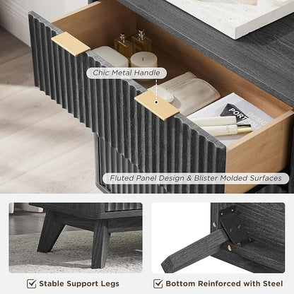 T4TREAM Fluted 6 Drawers Dresser, Curved Profile Design, Dresser TV Stand - Image 6