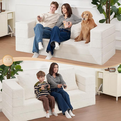 Futon Sofa Bed with Pillow, 3-in-1 Sleeper Sofa Bed with Removable Cover - Image 5