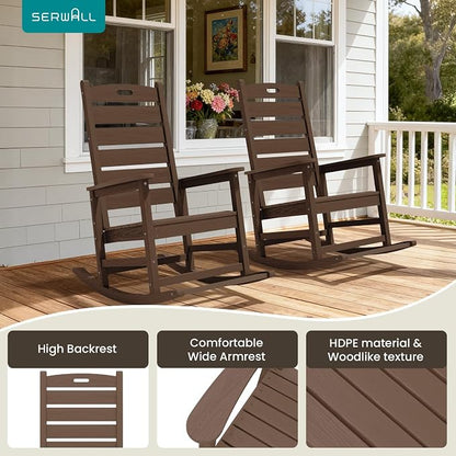 SERWALL Outdoor Rocking Chair Set of 2, Oversized Rocking Chair - Image 5