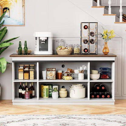 Shahoo Farmhouse Sideboard Buffet Cabinet, Coffee Bar Storage - Image 7