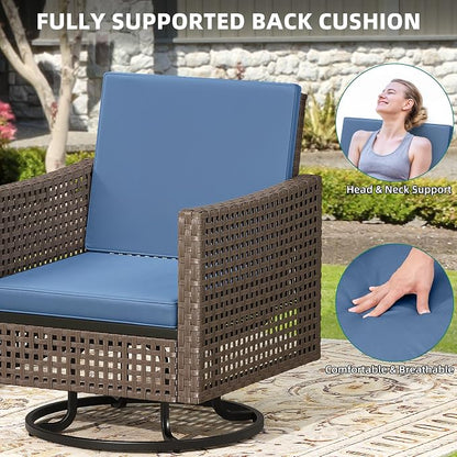 YITAHOME Outdoor Swivel Chair 3 Pieces, Wicker Patio Furniture, Porch Furniture - Image 4