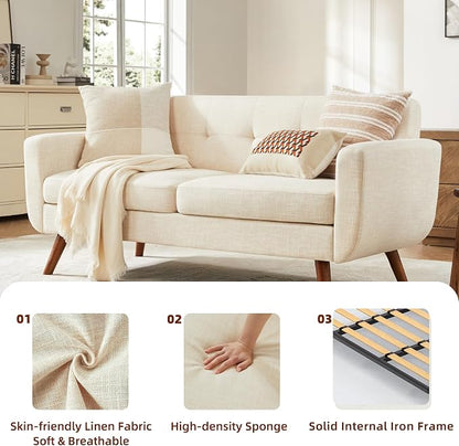 Tbfit 65" W Loveseat Sofa, Mid Century Modern Decor Love Seat Couches - Image 7