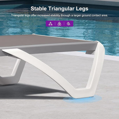 PURPLE LEAF Patio Chaise Lounge Chair Outside Aluminum Plastic Stackable - Image 7