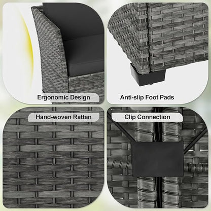 LOUVIXA 7 Pieces Patio Furniture Set, Outdoor Patio Furniture, Wicker - Image 7
