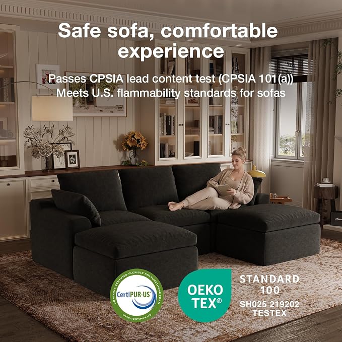 Novilla 104.3" Modular Cloud Couch, Modern Sectional Sofa - Image 24
