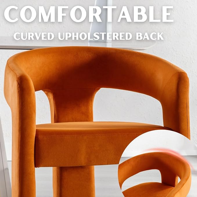 RIVOVA Modern Barrel Dining Chairs Set of 5, Velvet Upholstered Accent Side - Image 4