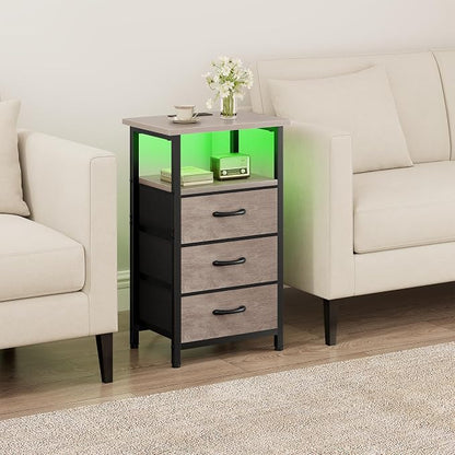 Vagusicc Night Stand with Charging Station, LED Nightstand - Image 6