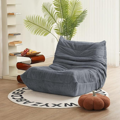 N&V Fireside Chair, Mid Century Armless Floor Sofa, Soft Premium Corduroy Floor by NV