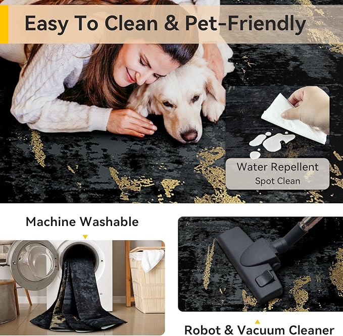 RELEANY Washable Area Rugs 6ft Non-Slip Modern Abstract Soft - Image 4