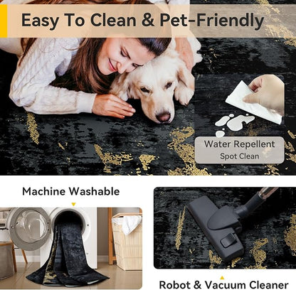RELEANY Washable Area Rugs 4ft Non-Slip Modern Abstract Soft - Image 4