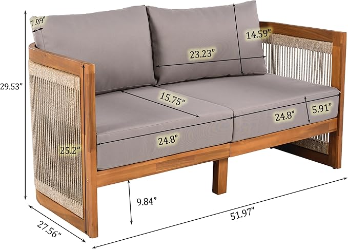 Christopher Knight Home Nesbit 4 Pieces Conversation Set, Acacia Wood Chat Set - Image 8