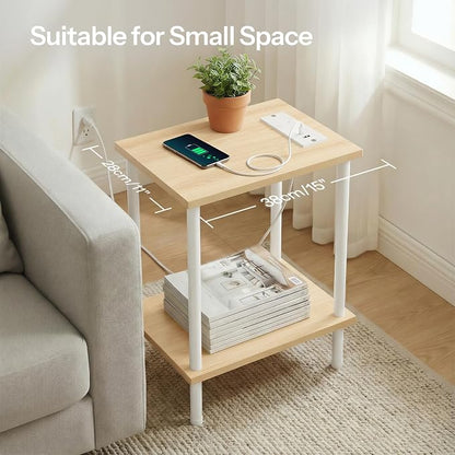 HOOBRO Side Table with Charging Station, End Table with USB Port and Outlet - Image 6