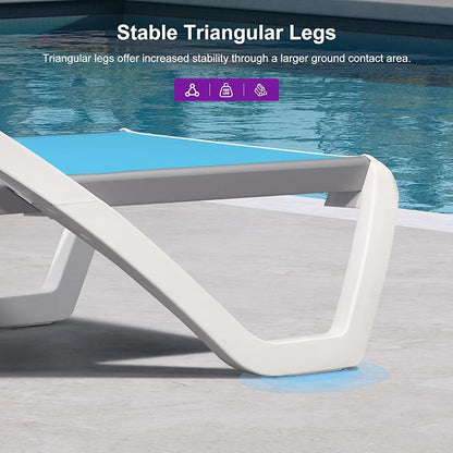 PURPLE LEAF Patio Chaise Lounge Chair Set Outside Aluminum Plastic Stackable - Image 8