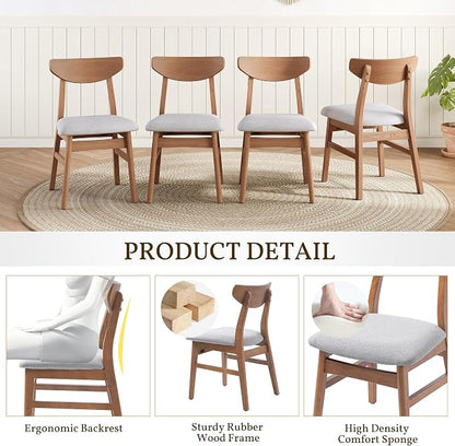 P PURLOVE Modern 3 Piece Table Set, Triangular Table and 2 Curved Wood Chairs - Image 6