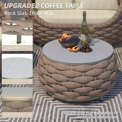 TWT Patio Furniture Sofa Set 4 Pieces Aluminum Outdoor Furniture w/25.6in - Image 4