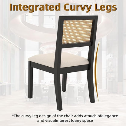 Westice Rattan Dining Chairs Set of 4, Farmhouse Natural Dining Room Chairs - Image 7