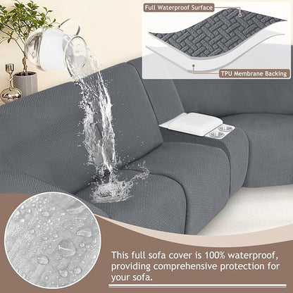 ALIECOM 100% Waterproof Recliner Sectional Couch Covers L Shape Stretch Corner - Image 4