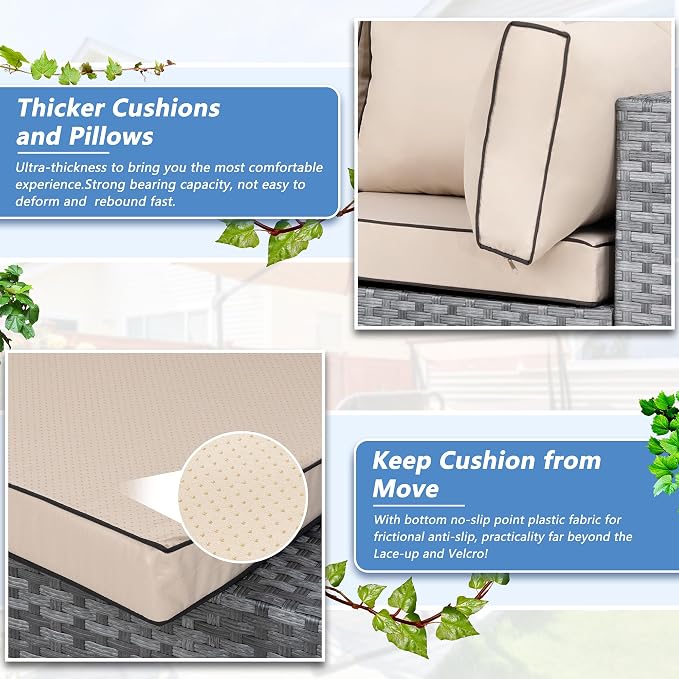 Shintenchi 5 Pieces Outdoor Patio Furniture Sets, Patio Sectional Sofa Couch - Image 7