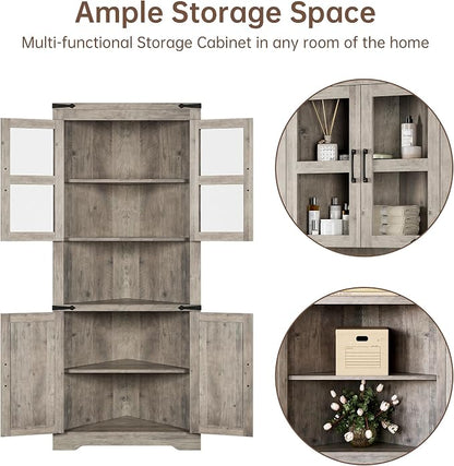 GarveeHome Tall Corner Cabinet, Farmhouse Corner Storage Cabinet - Image 6
