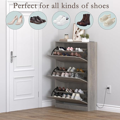 BORNOON Shoe Cabinet with Odor Control and Back Panels, Deodorizing Slim 3-Flip - Image 4
