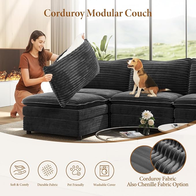 Vesgantti 142" Cloud Couch Sectional Modular Sofa, Comfy Sectional Couch - Image 6